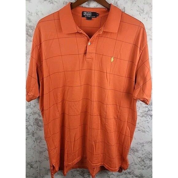 Polo by Ralph Lauren, Size XXL, 100% Cotton, Orange With Blue Stripes, Good Cond - Picture 1 of 6